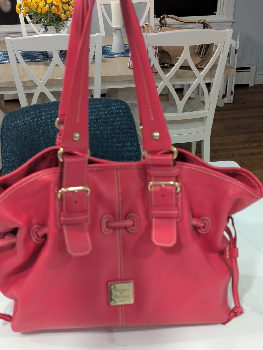 Dooney & Bourke Vintage Leather Shoulder Bag with Gold Hardware